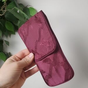 New Vintage Mary Kay Burgundy Makeup Clutch Case With Brushes